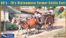 60's - 70's Vietnamese Farmer Cattle Cart Set
