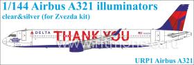 Декали для Airbus A321 for Zvezda kit illuminators (clear+silver)