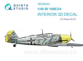 Декаль интерьера кабины Bf 109E-3/4 (Wingsy kits)
