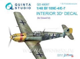 Декаль интерьера кабины Bf 109E-4/E-7 (для модели Eduard)