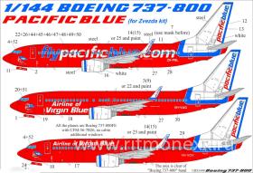 Декали для Boeing 737-800 Pacific Blue Old with stencils