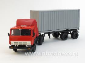 Камский-5410 контейнеровоз (красная кабина, серый контейнер)