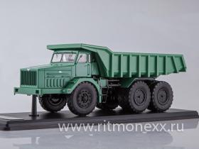 Внимание! Модель уценена! МАЗ-530 карьерный самосвал (40 тонн), зелёный (металл. кабина, кузов, рама)