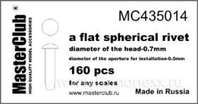 Заклепка сферическая плоская (0,7 мм; установочное отверстие 0,5 мм)